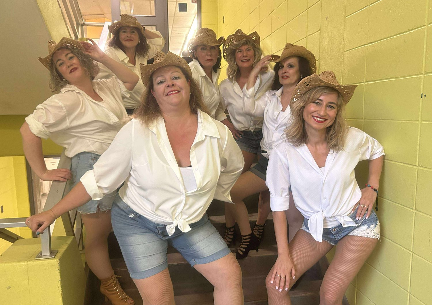 The 35 plus group in western costumes, laughing